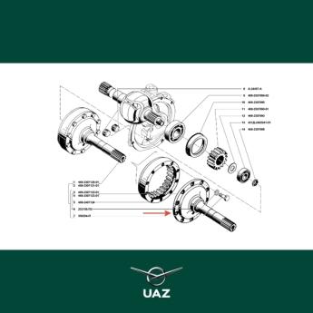 aandrijfas voorste portaalas links - UB2140