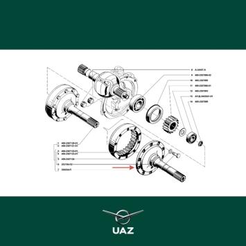 aandrijfas voorste portaalas links - UB2140